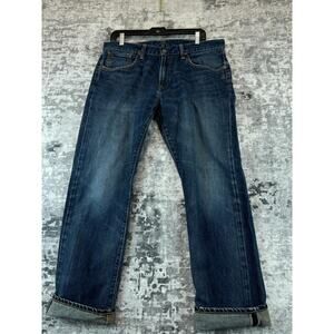 Polo Ralph Lauren Straight Selvedge Jeans Whiskering Dark Wash 36x29 R44SD51